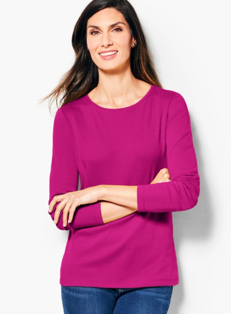 Talbots Prima Cotton Womens M Pink Long Sleeve Shirt Minimalist Casual Basic